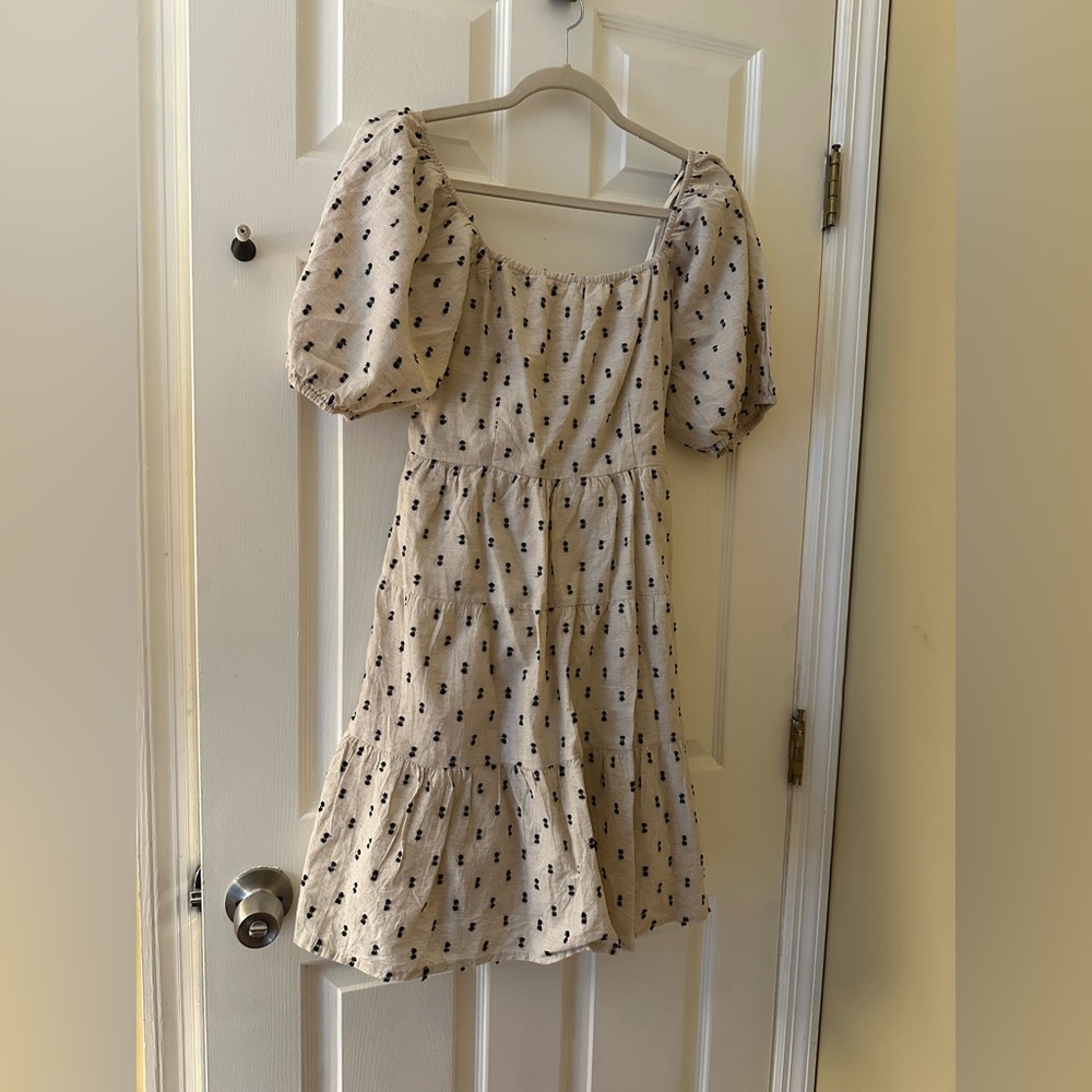 Elegant Cream Puff Sleeve Dress